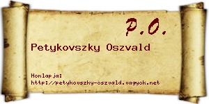 Petykovszky Oszvald névjegykártya